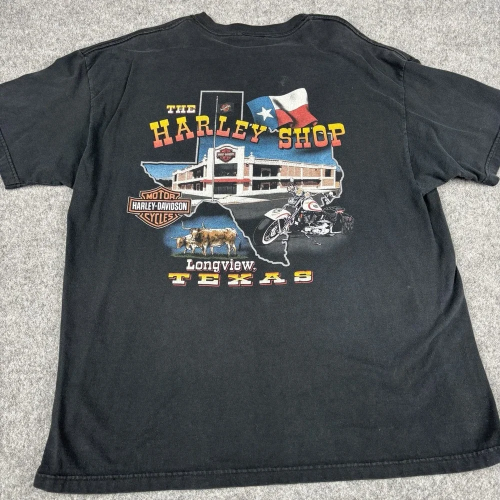 Vintage Harley Davidson T Shirt XL Made In USA‎ Longview Texas Biker Graphic Tee